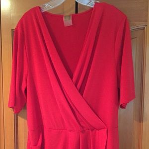 Red Anne Klein peplum faux wrap top XL